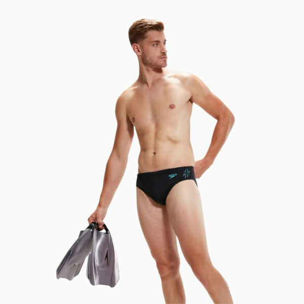 Плавки Speedo HyperBoom Splice 7cm Brief (Мужской; 30 (46); Черный/Голубой)